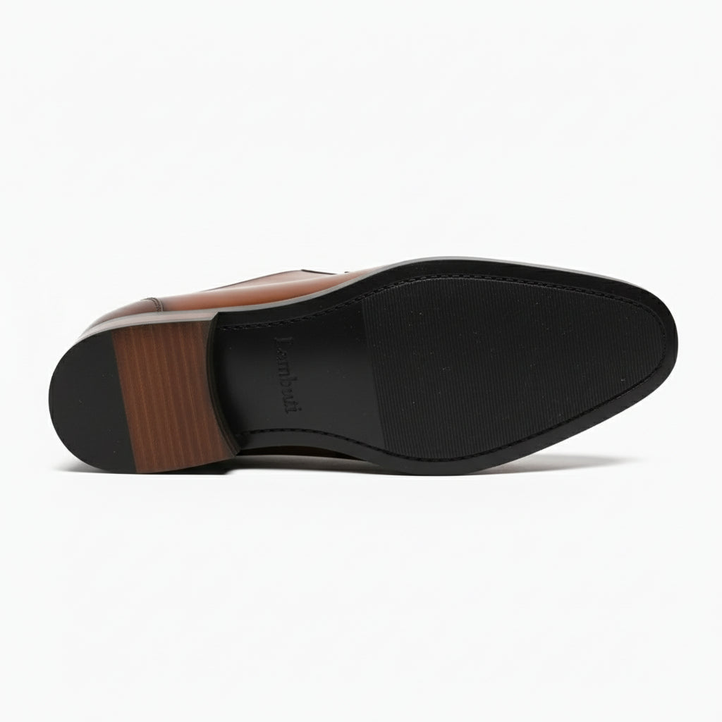 Men's Black Leather Derby Shoes - sole-view