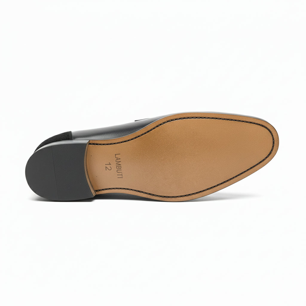 Handmade Mens Leather Shoes, Men Formal Slip on Leather Moccasin Dress Shoe - sole-view