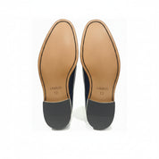 High Ankle Leather Boots with Blue Side Zipper - sole-view