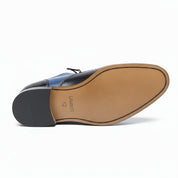 Leather Formal Dress Shoes in Black and Blue - sole-view