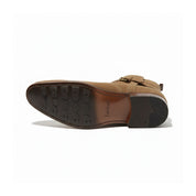 sole-view - Men's Beige Suede Jodhpurs Boots with Monk Strap Closure