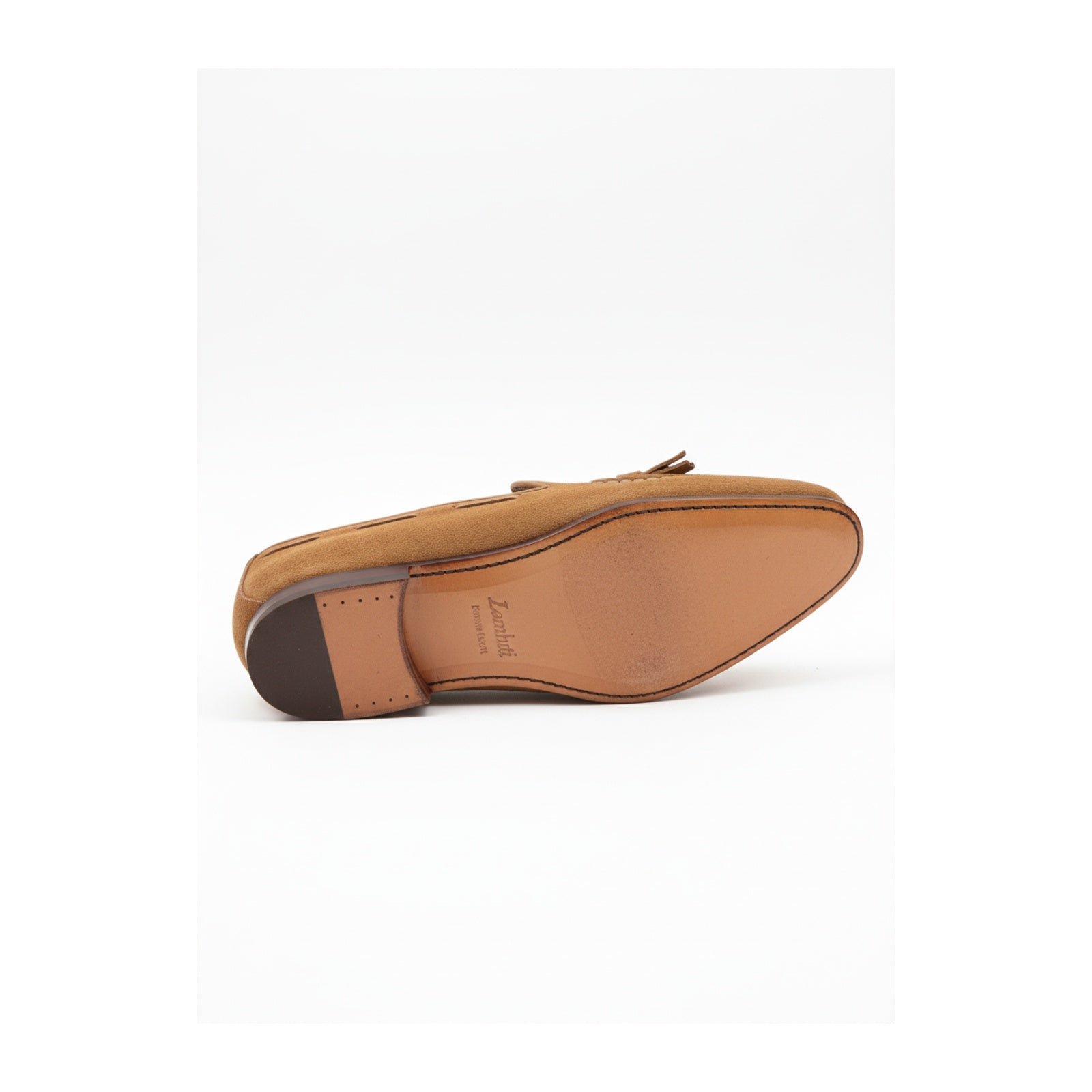 Men's Beige Suede Loafers - sole-view