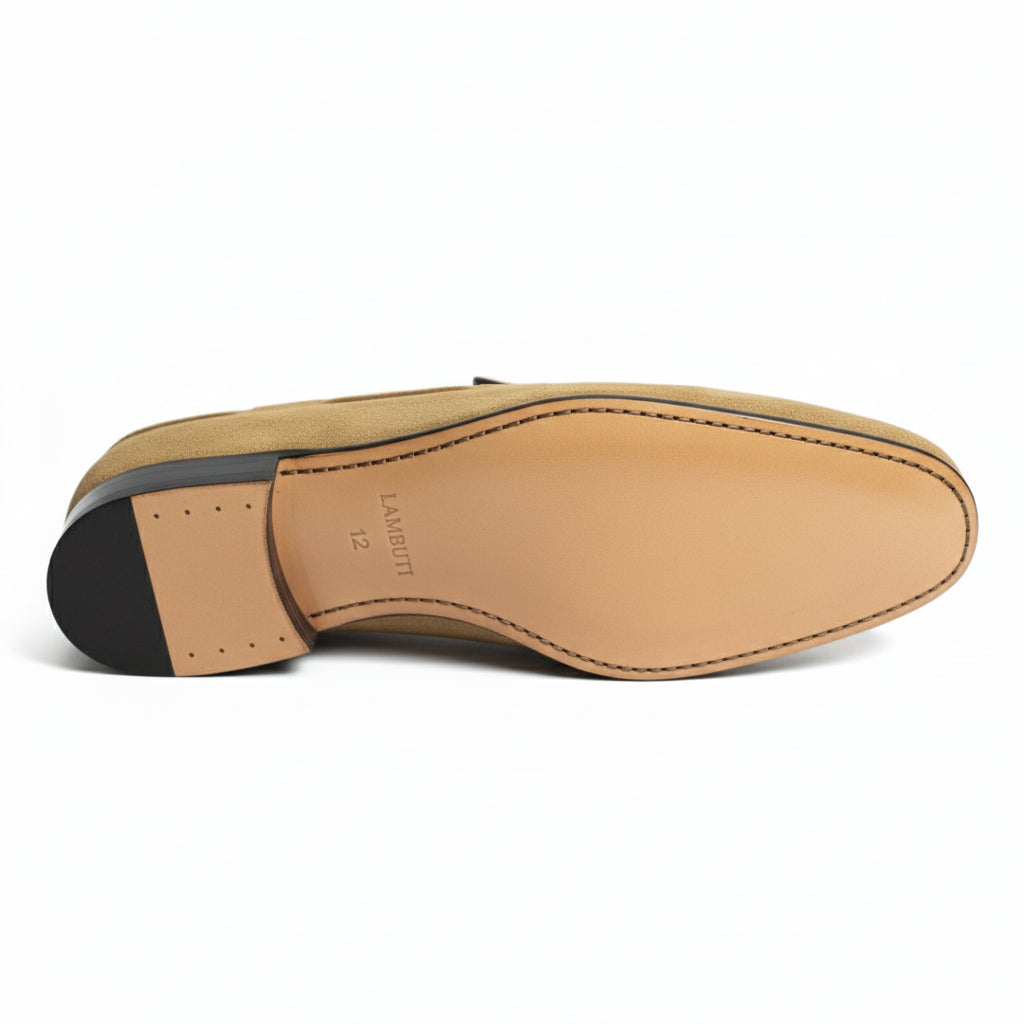 Men's Beige Suede Moccasins - sole-view