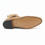 Men's Beige Suede Side Zip Ankle Boots - sole-view