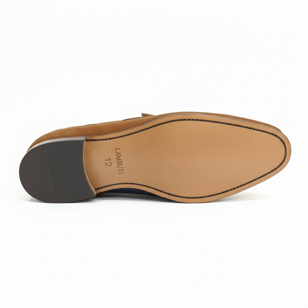 Men's Beige Tassel Moccasin Loafers - sole-view