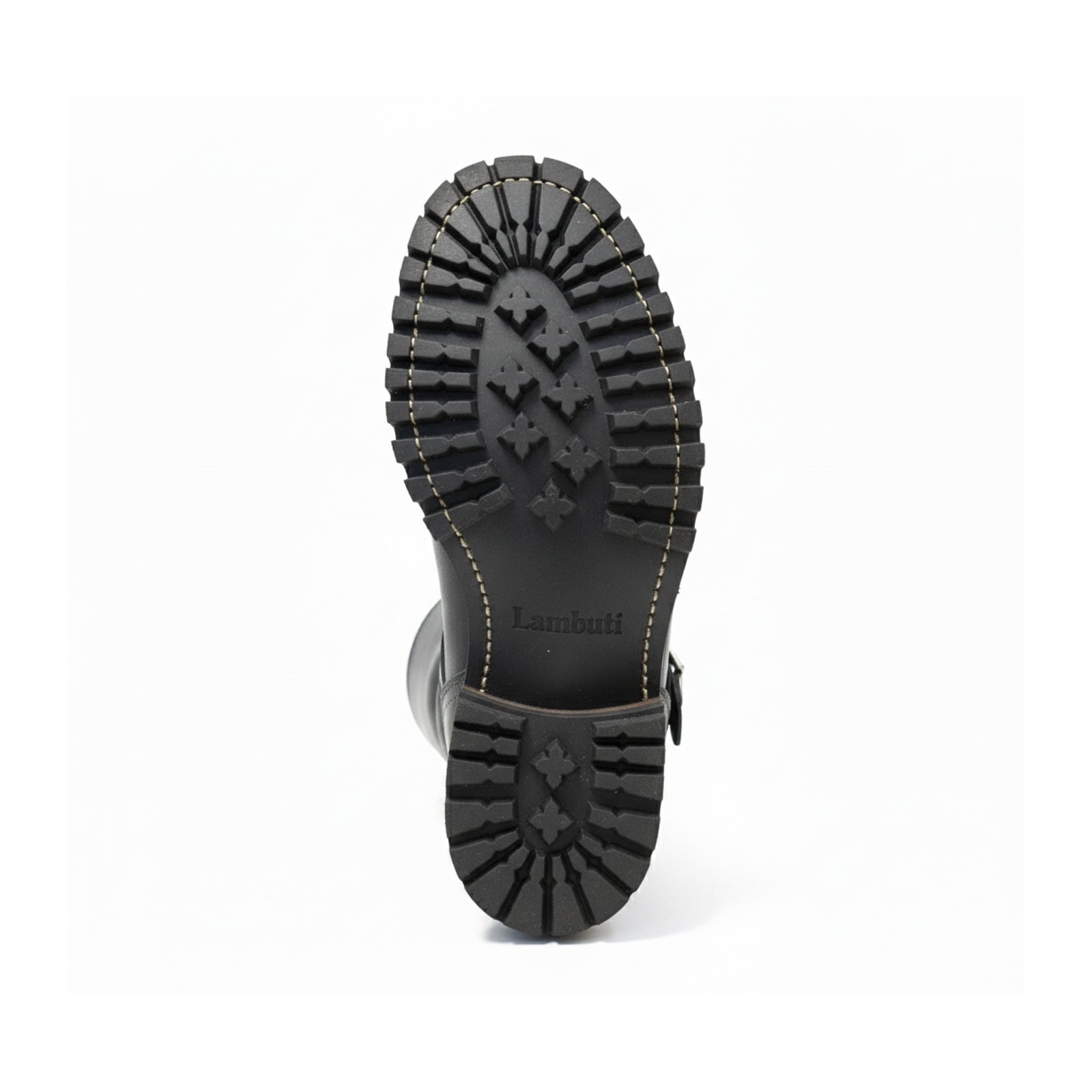 Men's Black Biker Leather Boots - sole-view