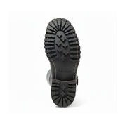 Men's Black Biker Leather Boots - sole-view