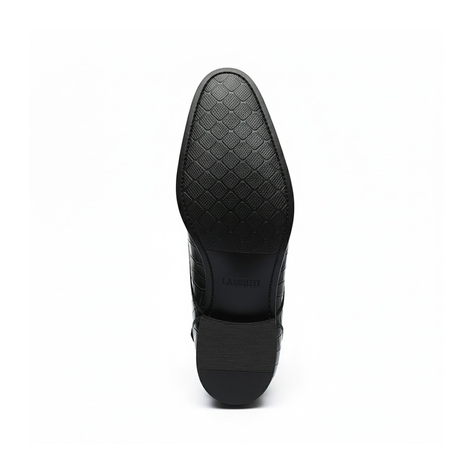 sole-view - Men's Black Crocodile Leather Lace-Up Boots