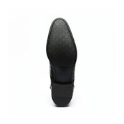 sole-view - Men's Black Crocodile Leather Lace-Up Boots