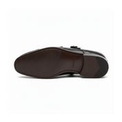 sole-view - Men's Black Double Monk Strap Leather Shoes