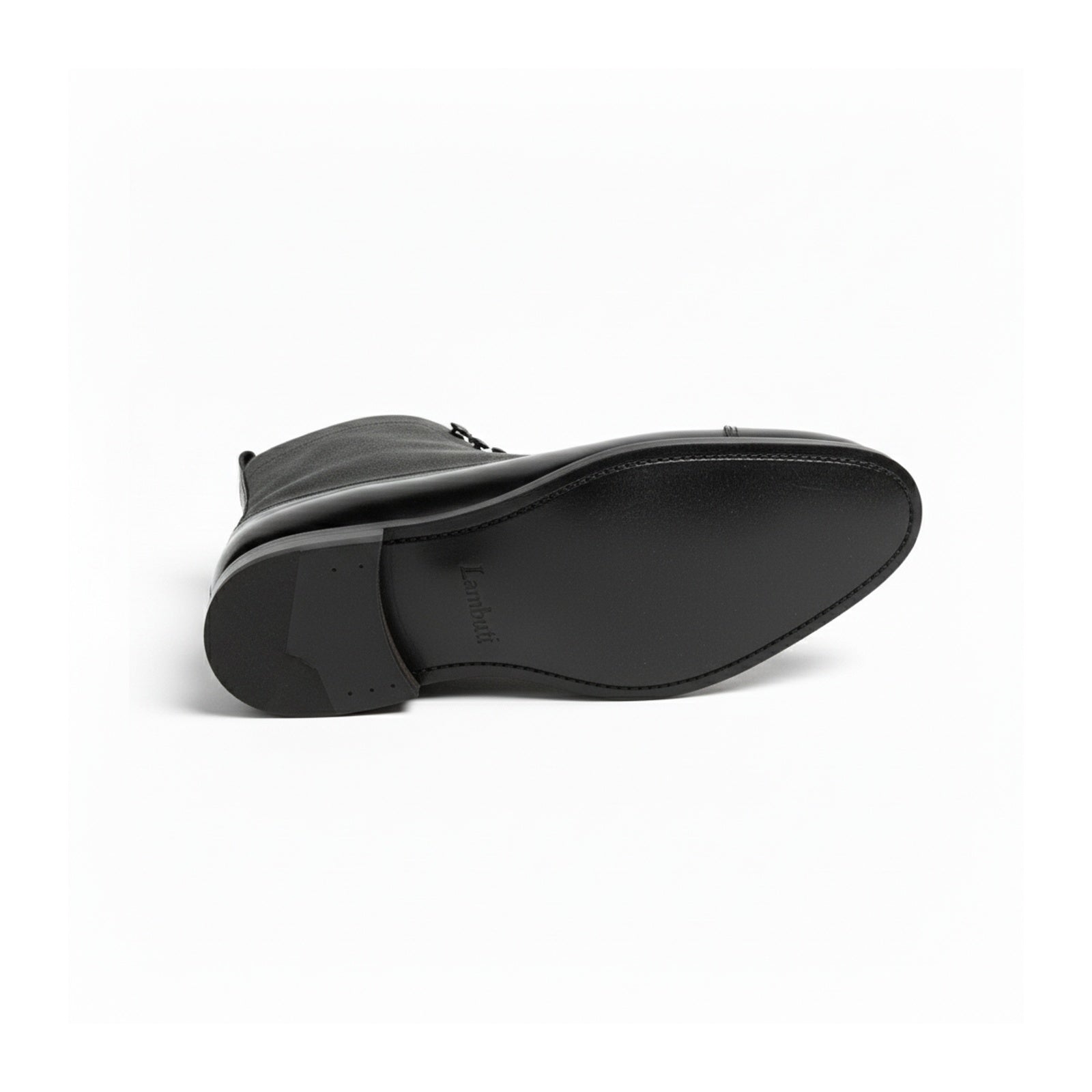 sole-view - Men's Black & Gray Leather Ankle Boots