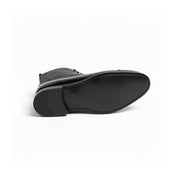 sole-view - Men's Black & Gray Leather Ankle Boots