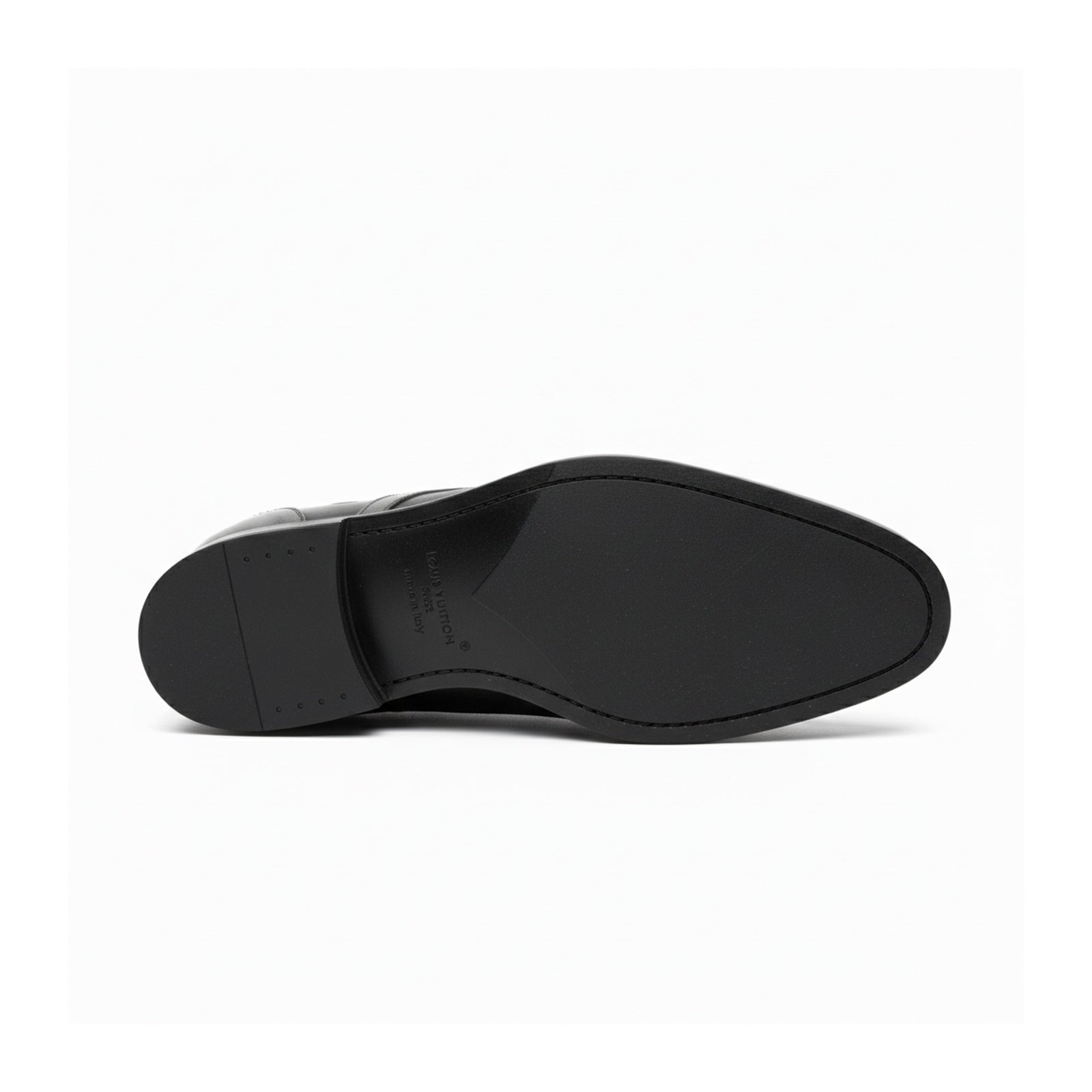 sole-view - Men's Black & Gray Leather Wingtip Formal Shoes