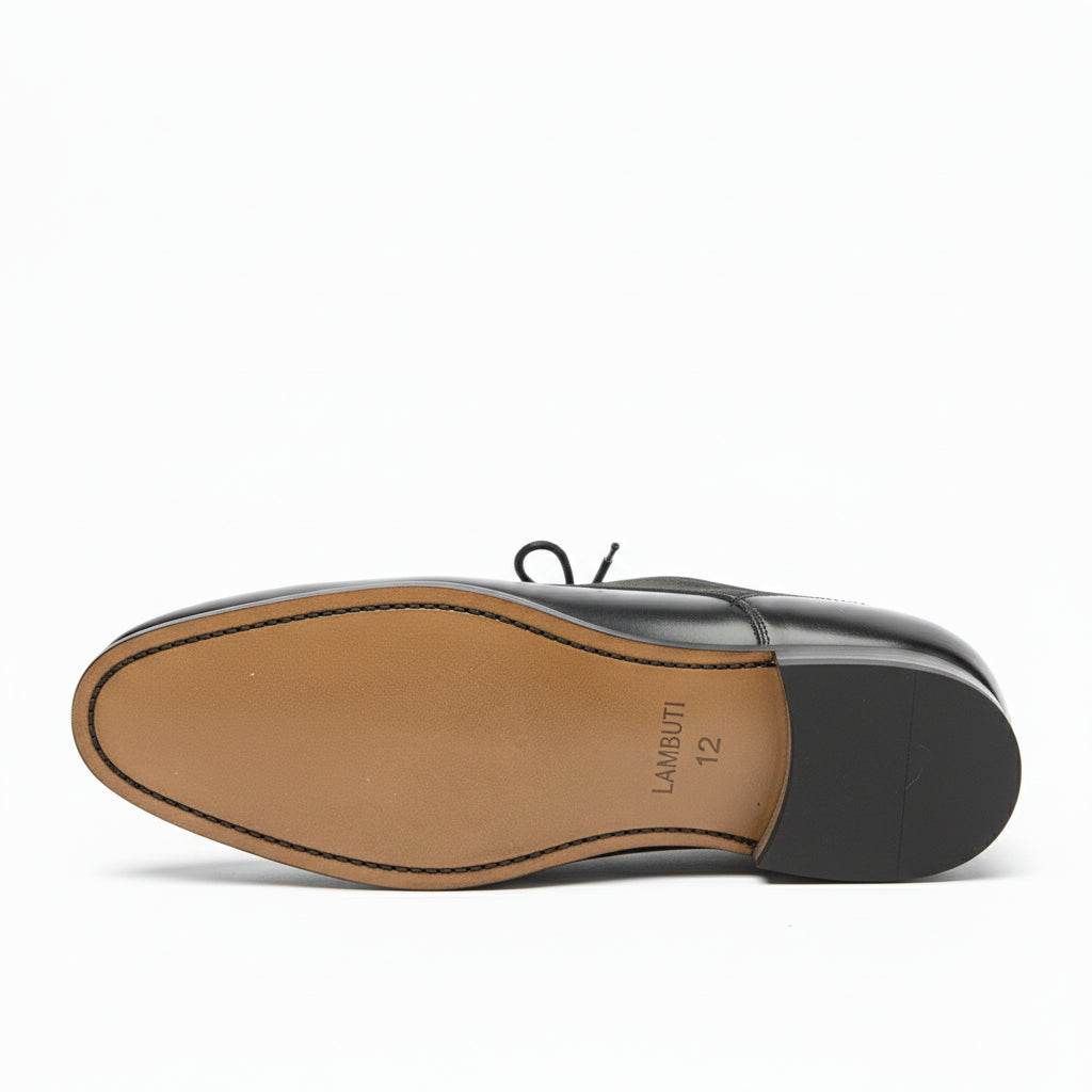 Men's Black Gray Moccasin Business Shoes, Real Leather Suede - sole-view