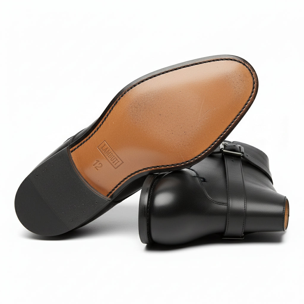 Men's Black Handmade Jodhpurs Ankle Boots - sole-view