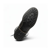 sole-view - Men's Black Leather Ankle Boots with Lace-Up Design