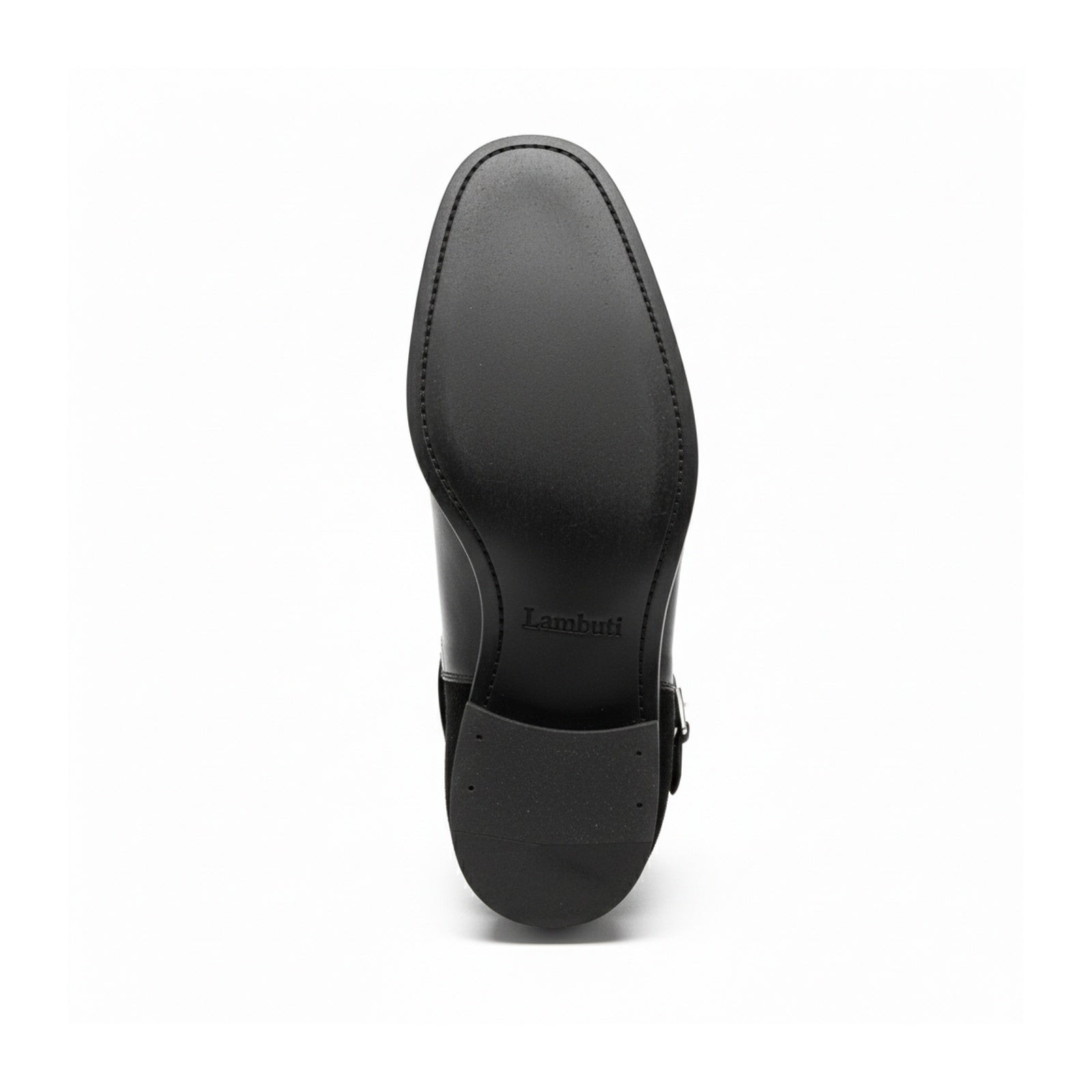 sole-view - Men's Black Leather Ankle Boots with Monk Closure