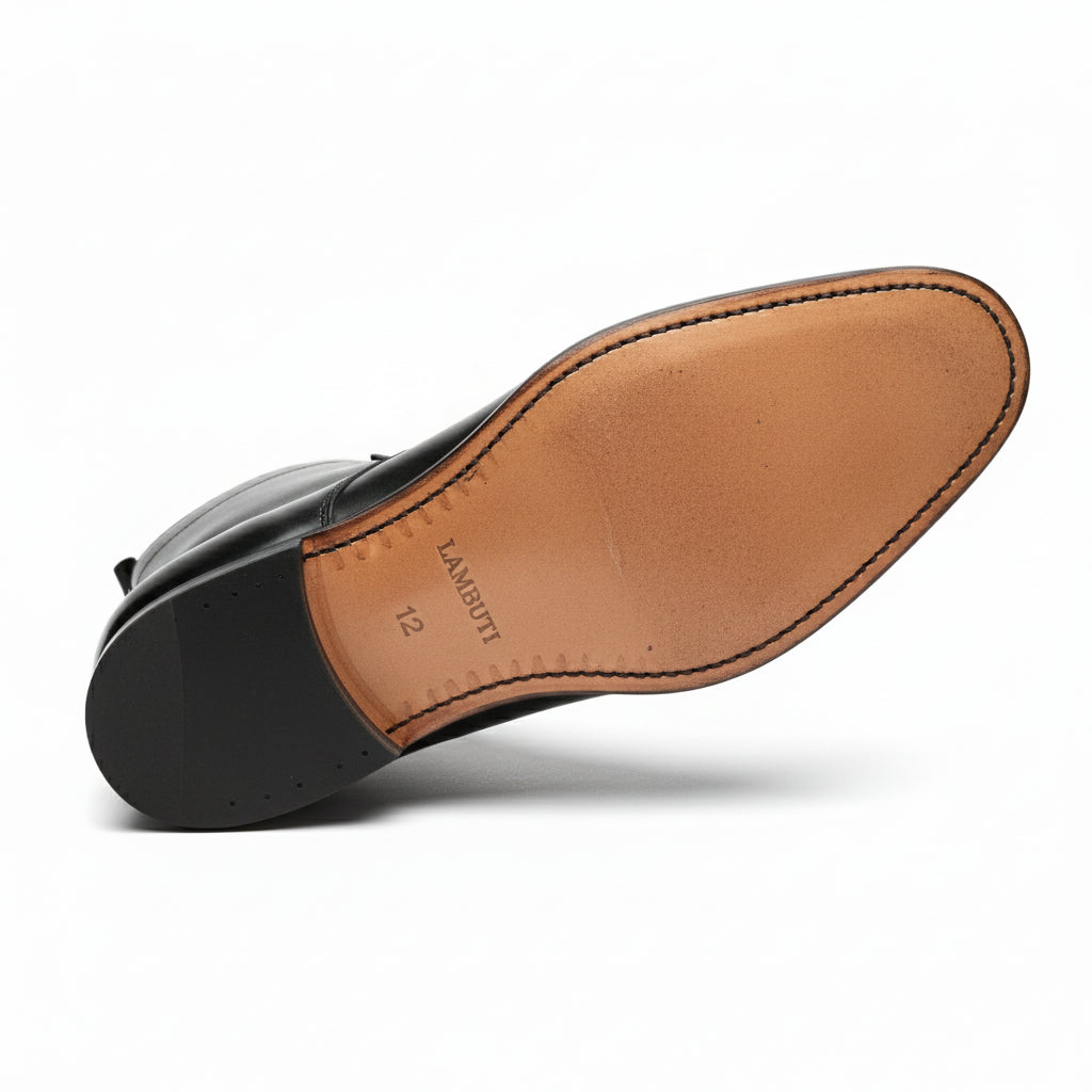 sole-view - Men's Black Leather Button Boots - Ankle Design
