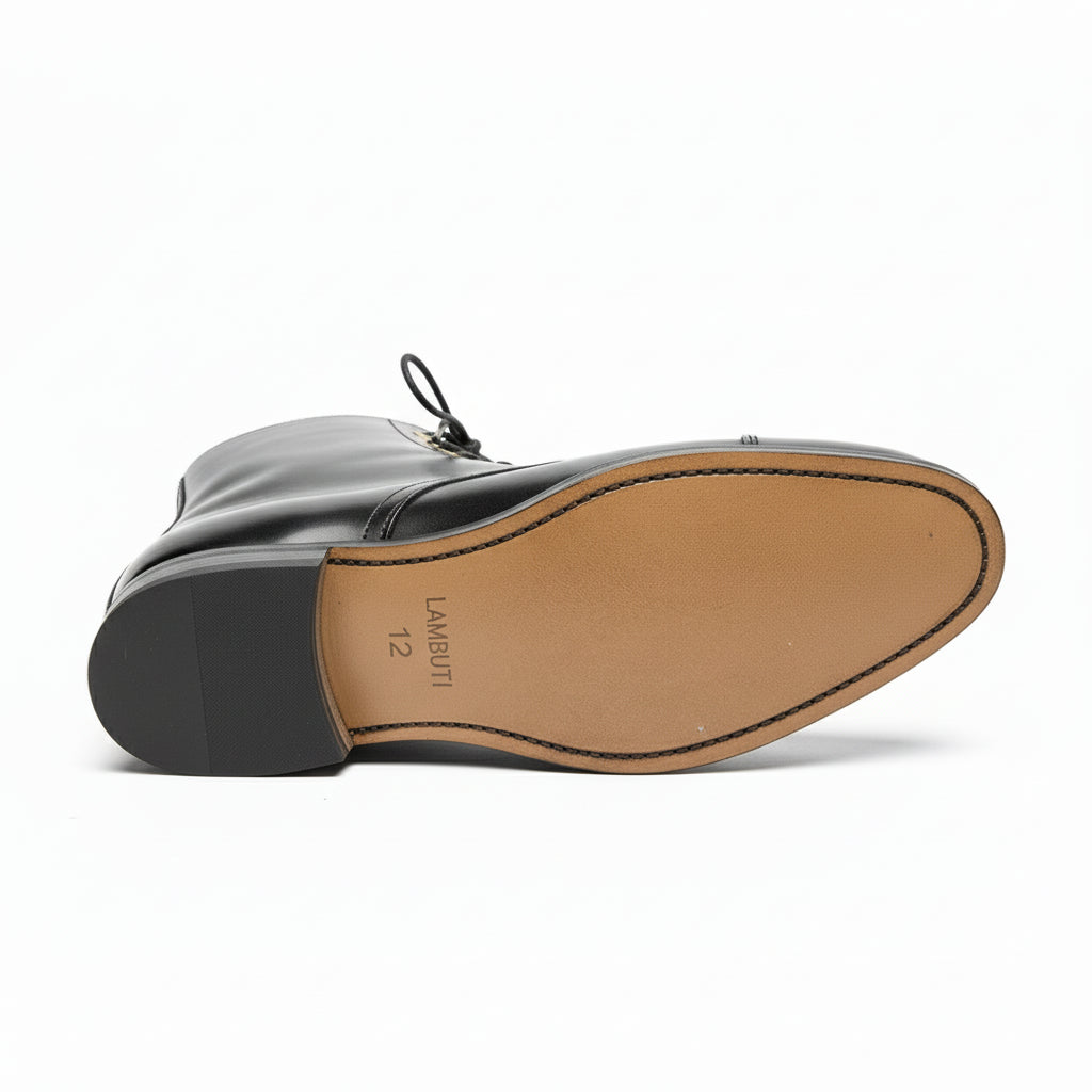 sole-view - Men's Black Leather Cap Toe Boots
