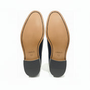 sole-view - Men's Black Leather Cap-Toe Derby Shoes