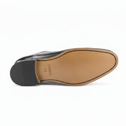 sole-view - Men's Black Leather Cap-Toe Dress Shoes