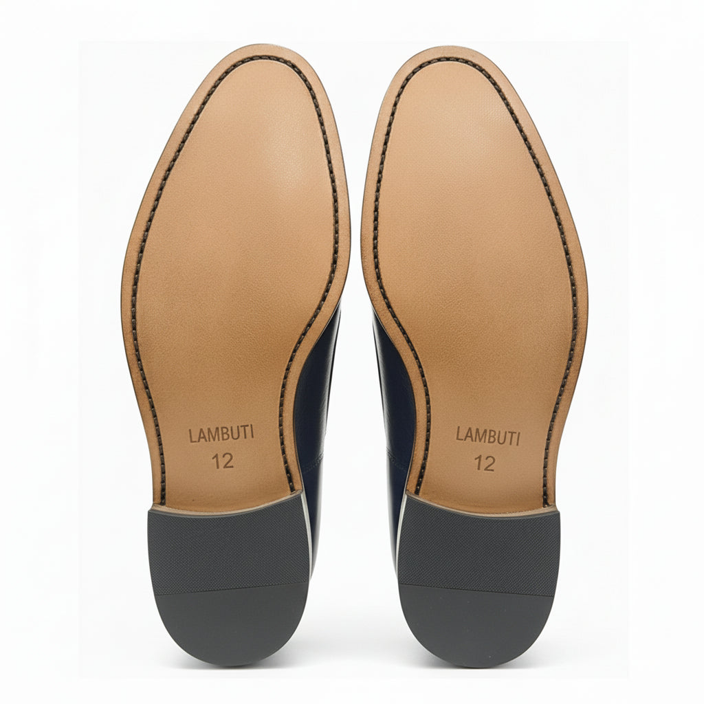 sole-view - Men's Black Leather Cap Toe Dress Shoes
