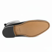 sole-view - Men's Black Leather Chelsea Boots with Side Zipper