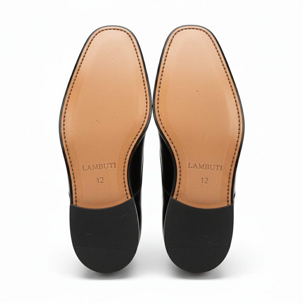 sole-view - Men's Black Leather Derby Dress Shoes