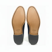 sole-view - Men's Black Leather Double Monk Moccasin Shoes