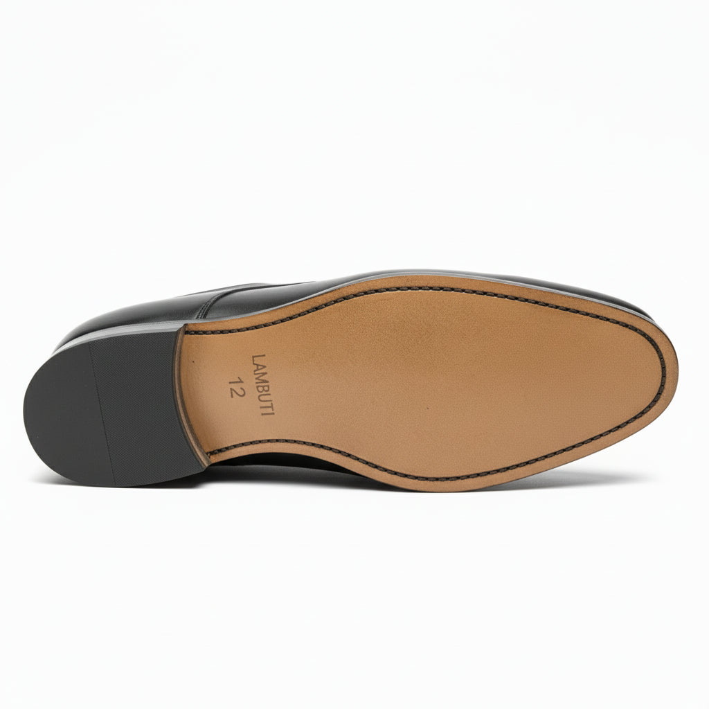 Men's Black Leather Dress Oxfords - sole-view