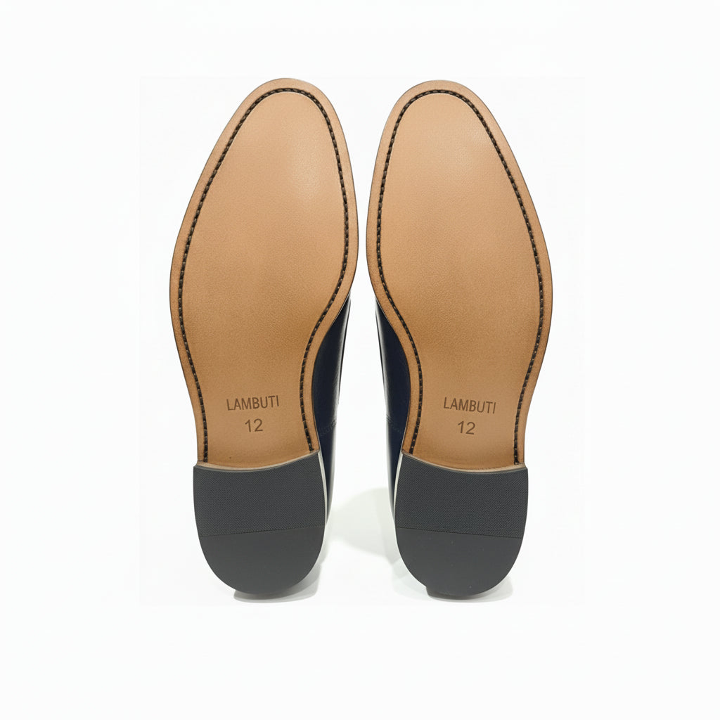 sole-view - Men's Black Leather Lace-Up Oxfords