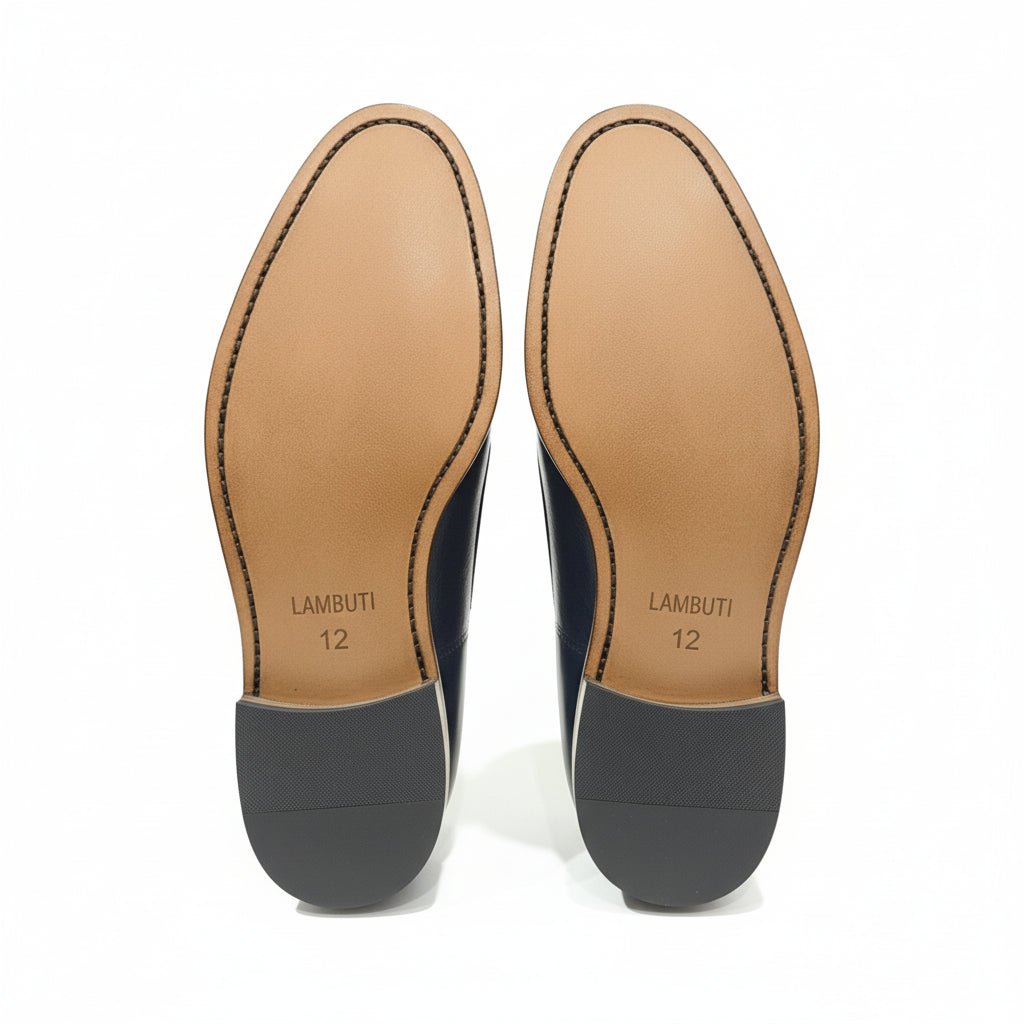 sole-view - Men's Black Leather Loafers