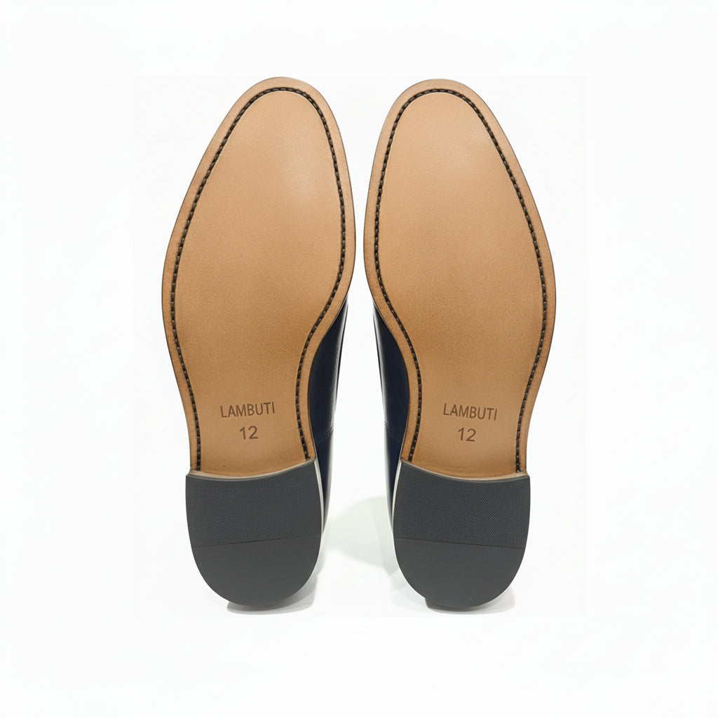 sole-view - Men's Black Leather Moccasin Loafers