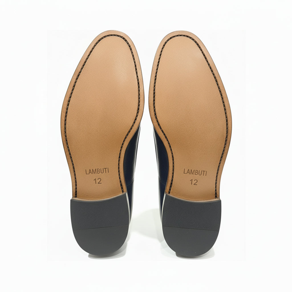 sole-view - Men's Black Leather Moccasins | Elegant Dress Design