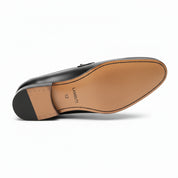 Men's Black Leather Moccasins with Tassels - sole-view