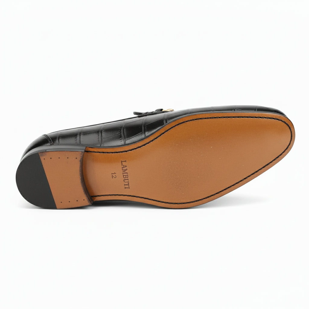 sole-view - Men's Black Leather Moccasins