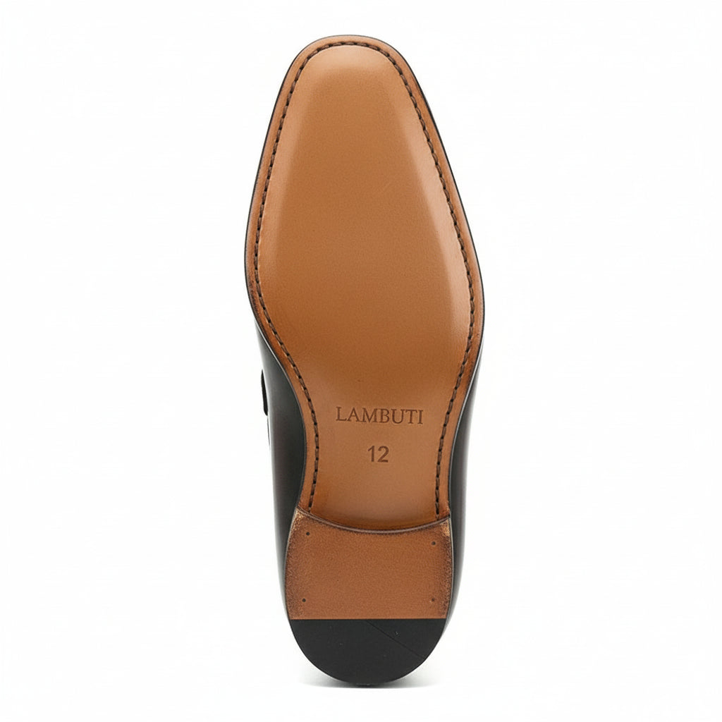 sole-view - Men's Black Leather Modern Loafers