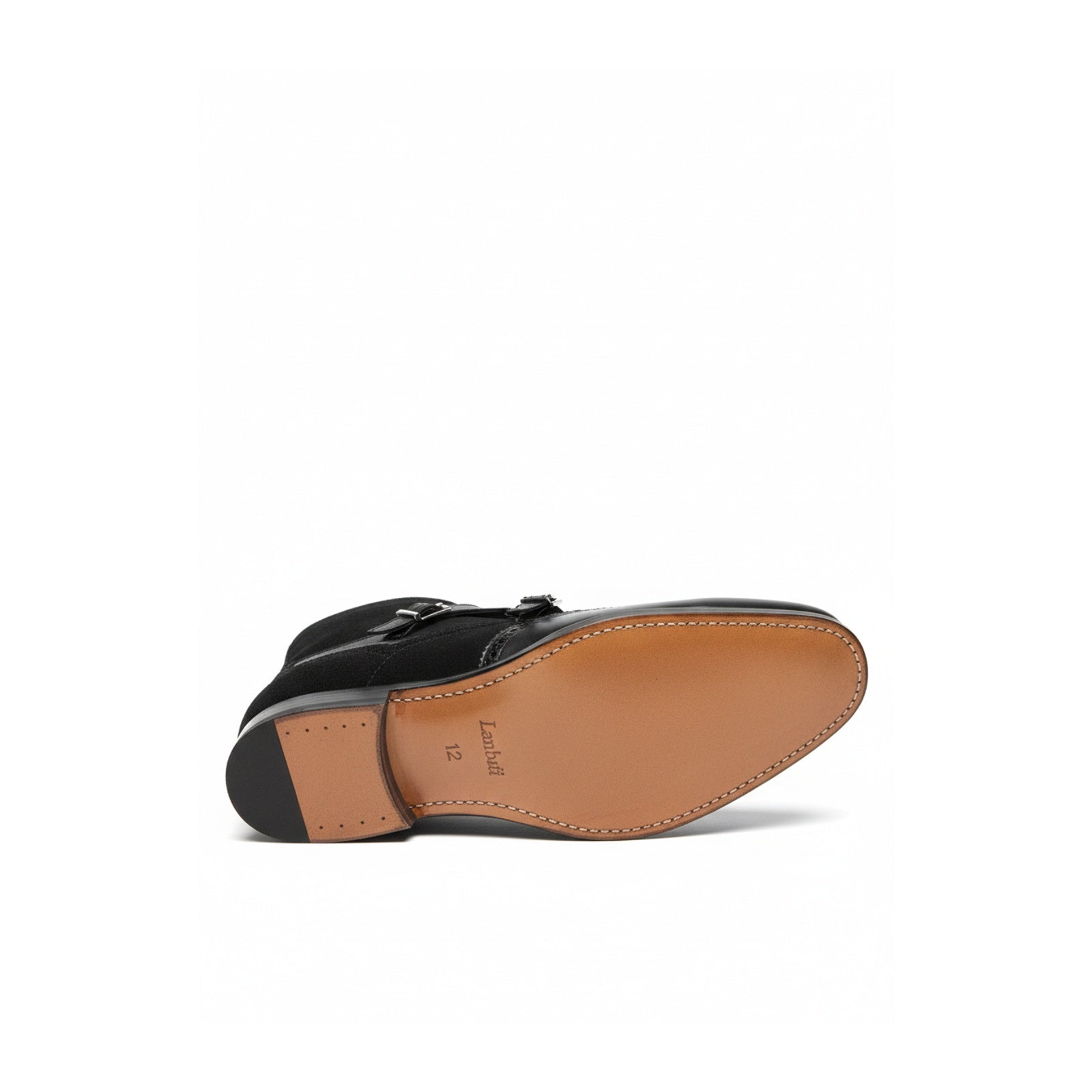sole-view - Men's Black Leather Monk Strap Chukka Boots