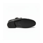 sole-view - Men's Black Leather Monk Strap Shoes