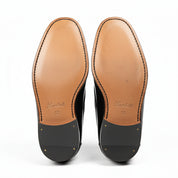 sole-view - Men's Black Leather Penny Loafers