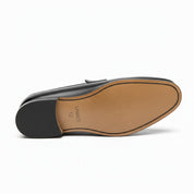 sole-view - Men's Black Leather Slip-On Dress Shoes