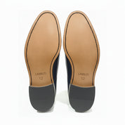 sole-view - Men's Black Leather Tassel Loafers