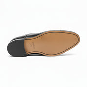 sole-view - Men's Black Leather Tuxedo Oxford Dress Shoes