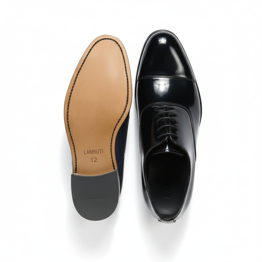 sole-view - Men's Black Patent Leather Formal Dress Shoes