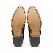sole-view - Men's Black Suede & Leather Buckle Dress Shoes