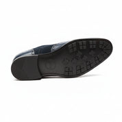 Men's Black Suede & Leather Wingtip Shoes - sole-view