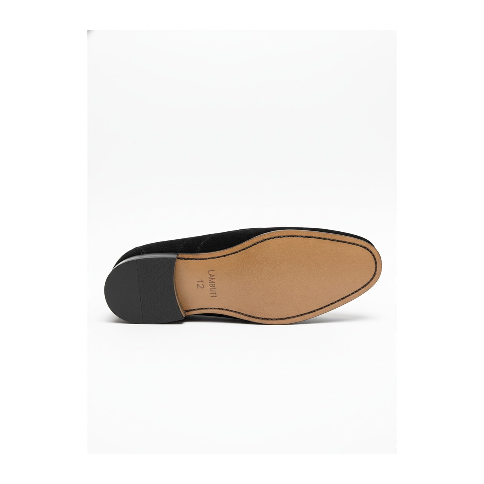 sole-view - Men's Black Suede Penny Loafers