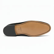 Men's Black Suede Penny Loafers - sole-view