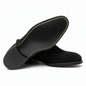 sole-view - Men's Black Suede Wingtip Brogue Dress Shoes