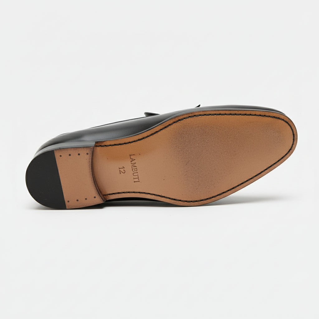 sole-view - Men's Black Tassel Leather Moccasins